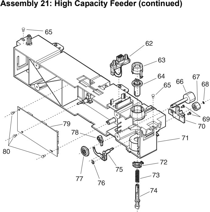 Assembly 21: High Capacity Feeder (continued) parts diagram - Lexmark Optra S Parts