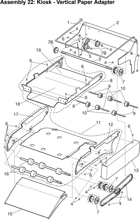 Assembly 22: Kiosk - Vertical Paper Adapter parts diagram - Lexmark Optra S Parts