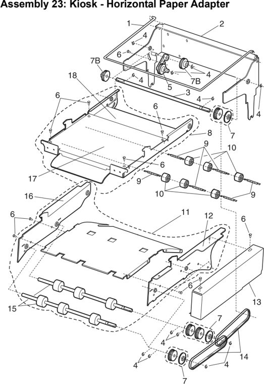 Assembly 23: Kiosk - Horizontal Paper Adapter parts diagram - Lexmark Optra S Parts