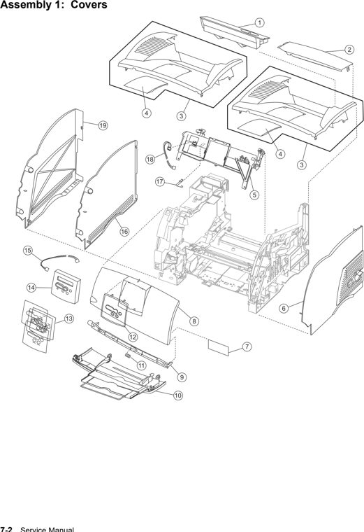 Assembly 1: Covers parts diagram - Lexmark T630, T632, T634 Parts