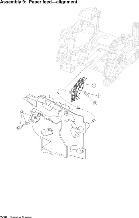Assembly 9: Paper feed—alignment parts diagram - Lexmark T630, T632, T634 Parts
