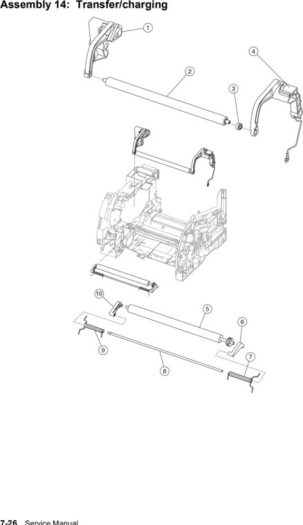 Assembly 14: Transfer/charging parts diagram - Lexmark T630, T632, T634 Parts