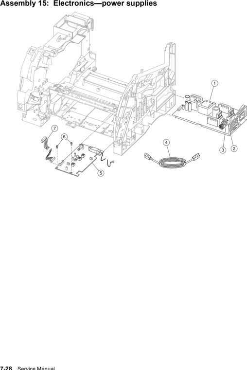 Assembly 15: Electronics—power supplies parts diagram - Lexmark T630, T632, T634 Parts