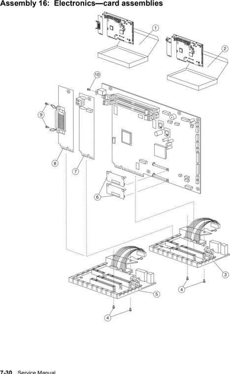 Assembly 16: Electronics—card assemblies parts diagram - Lexmark T630, T632, T634 Parts