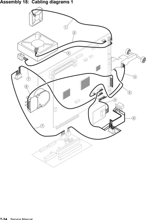 Assembly 18: Cabling diagrams 1 parts diagram - Lexmark T630, T632, T634 Parts