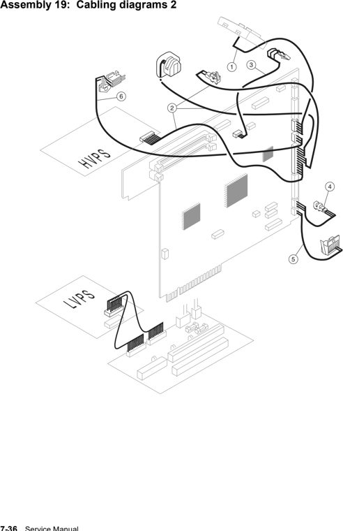 Assembly 19: Cabling diagrams 2 parts diagram - Lexmark T630, T632, T634 Parts