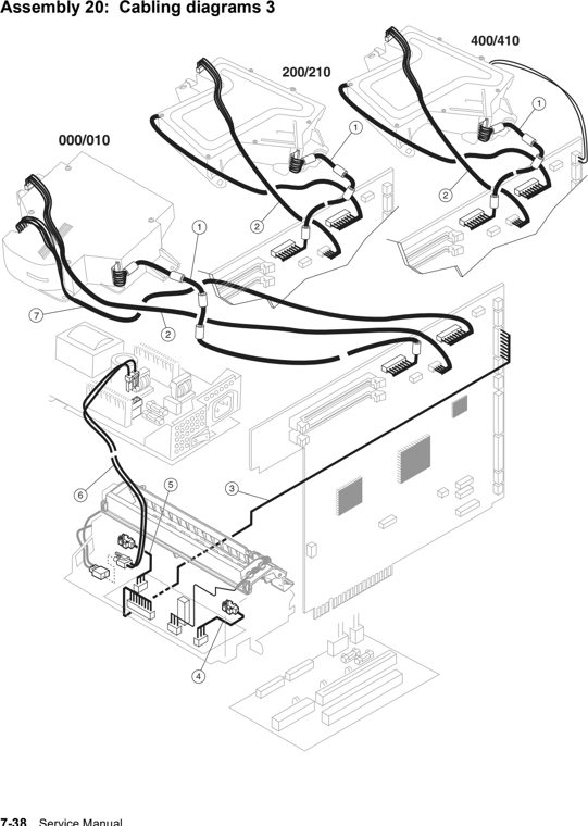 Assembly 20: Cabling diagrams 3 parts diagram - Lexmark T630, T632, T634 Parts