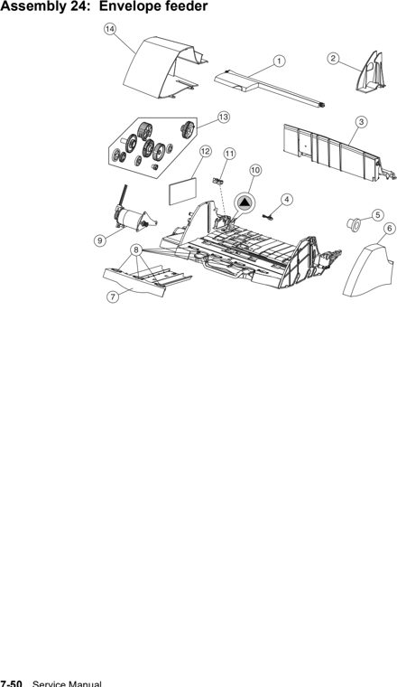 Assembly 24: Envelope feeder parts diagram - Lexmark T630, T632, T634 Parts