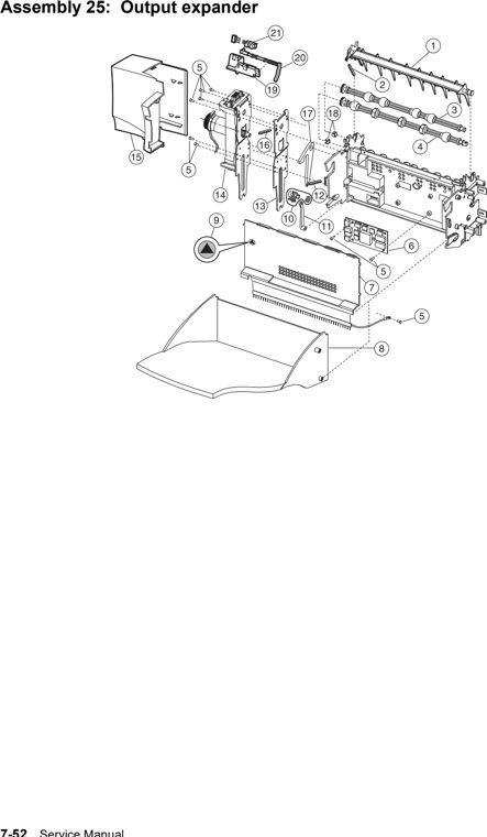 Assembly 25: Output expander parts diagram - Lexmark T630, T632, T634 Parts