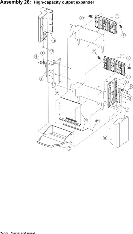 Assembly 26: High-capacity output expander parts diagram - Lexmark T630, T632, T634 Parts