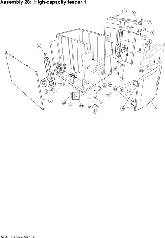Assembly 28: High-capacity feeder 1 parts diagram - Lexmark T630, T632, T634 Parts