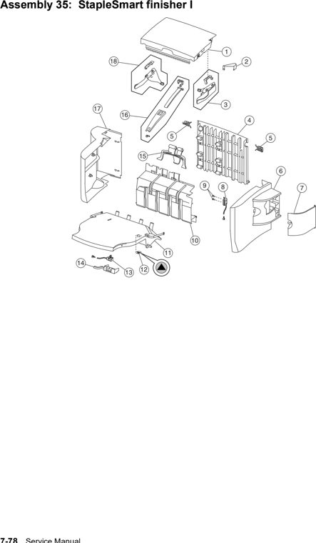 Assembly 35: StapleSmart finisher 1 parts diagram - Lexmark T630, T632, T634 Parts