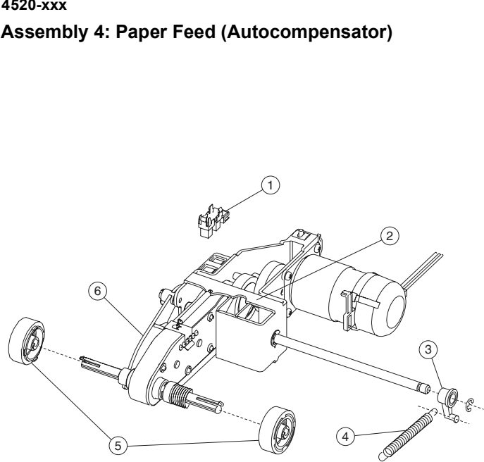 Assembly 4: Paper Feed (Autocompensator) parts diagram - Lexmark T520 & T522 Parts