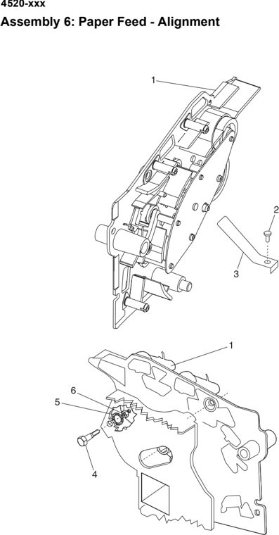 Assembly 6: Paper Feed - Alignment parts diagram - Lexmark T520 & T522 Parts