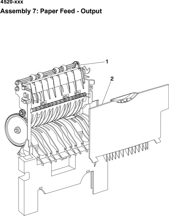 Assembly 7: Paper Feed - Output parts diagram - Lexmark T520 & T522 Parts