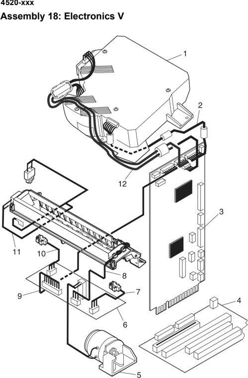 Assembly 18: Electronics V parts diagram - Lexmark T520 & T522 Parts