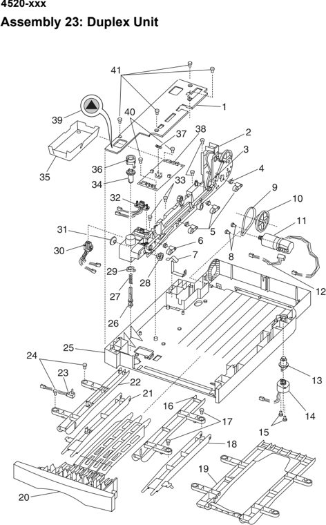 Assembly 23: Duplex Unit parts diagram - Lexmark T520 & T522 Parts