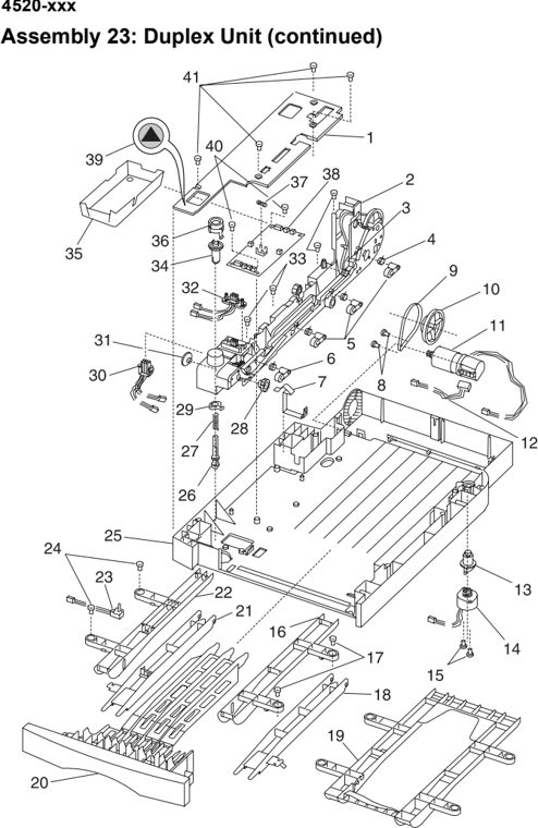 Assembly 23: Duplex Unit (continued) parts diagram - Lexmark T520 & T522 Parts