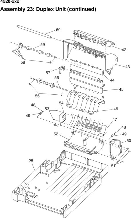 Assembly 23: Duplex Unit (continued) parts diagram - Lexmark T520 & T522 Parts