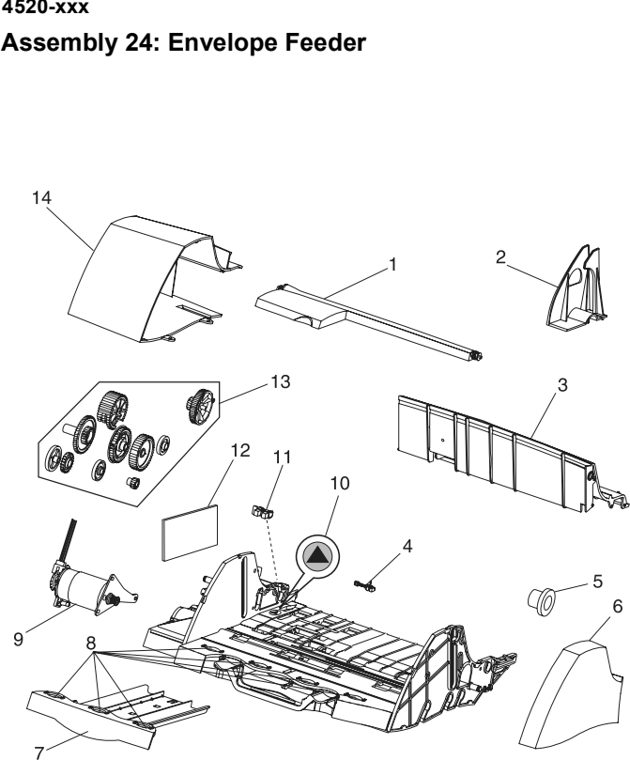 Assembly 24: Envelope Feeder parts diagram - Lexmark T520 & T522 Parts