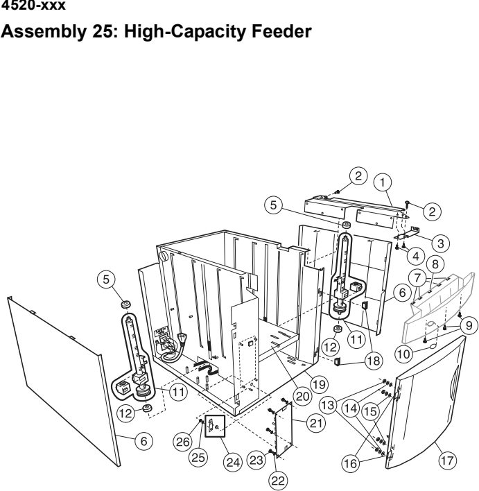 Assembly 25: High-Capacity Feeder parts diagram - Lexmark T520 & T522 Parts