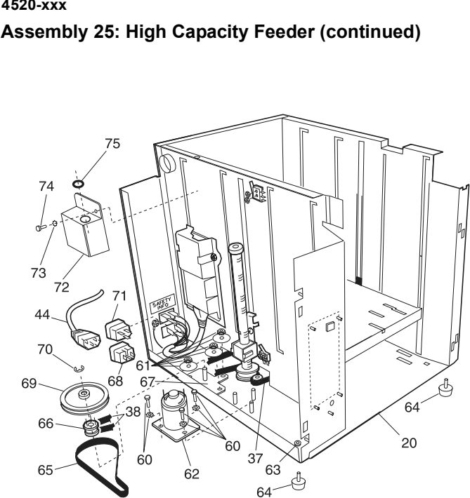 Assembly 25: High Capacity Feeder (continued) parts diagram - Lexmark T520 & T522 Parts