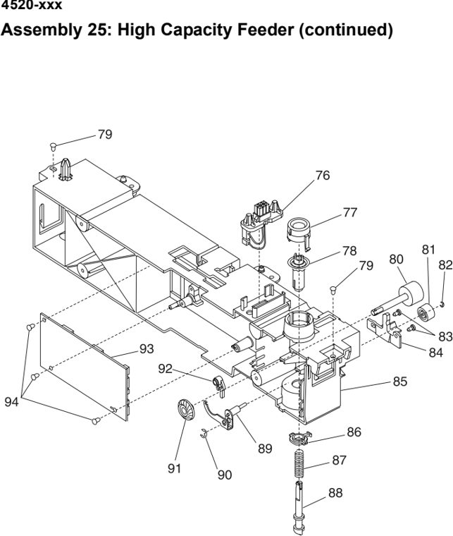 Assembly 25: High Capacity Feeder (continued) parts diagram - Lexmark T520 & T522 Parts