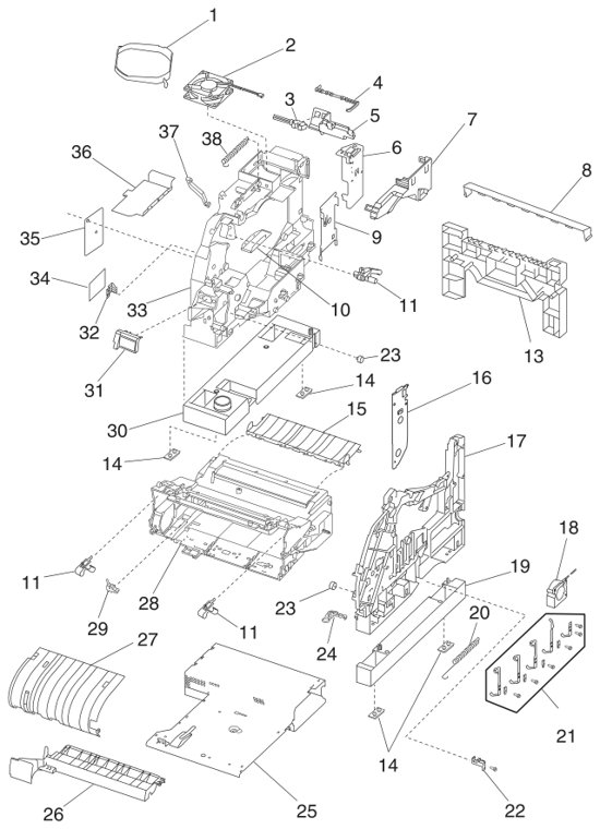 Assembly 2: Frame parts diagram - Lexmark T610 T612 T614 T616 Parts