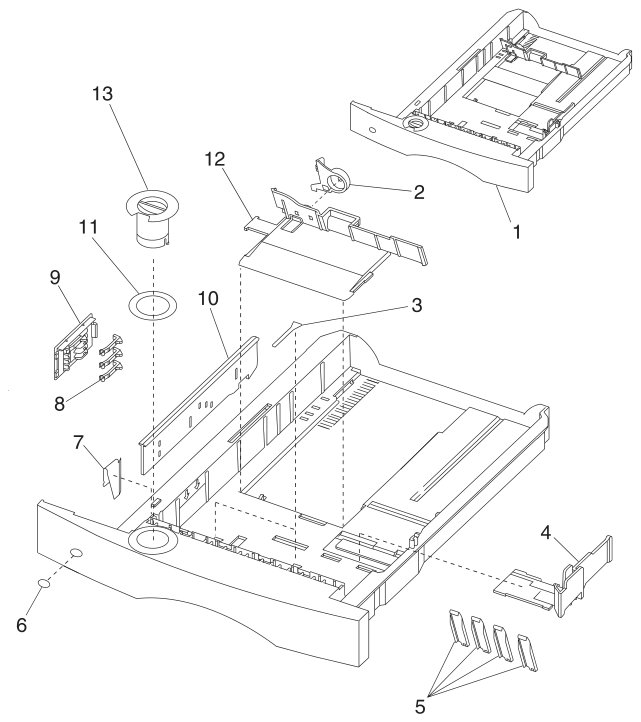 Assembly 8: Integrated Paper Tray - 250 Sheet parts diagram - Lexmark T610 T612 T614 T616 Parts