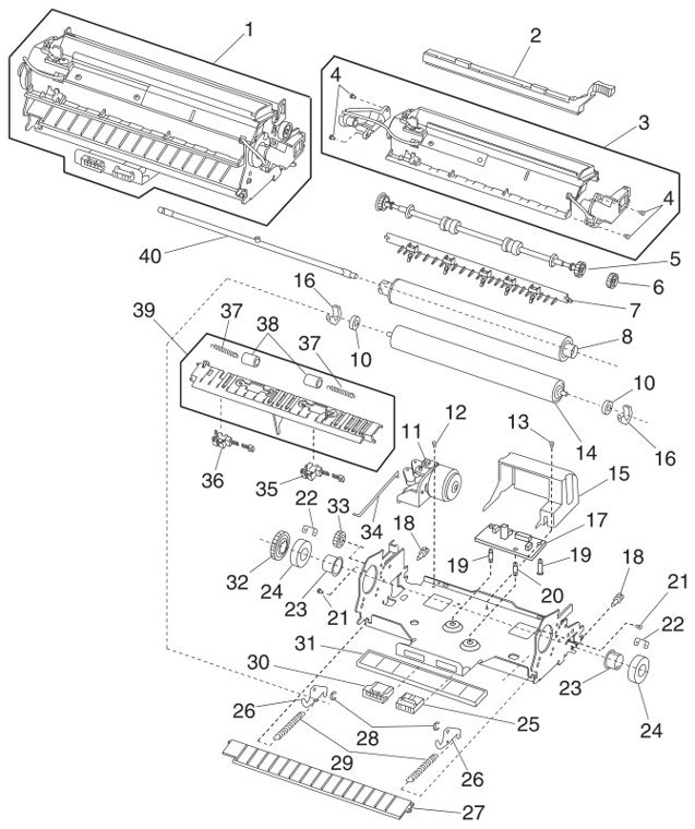 Assembly 12: Hot Roll Fuser parts diagram - Lexmark T610 T612 T614 T616 Parts