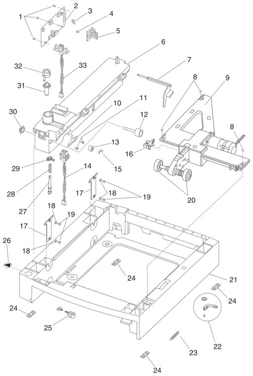 Assembly 16: 250 Sheet Tray parts diagram - Lexmark T610 T612 T614 T616 Parts