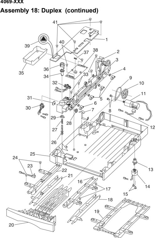 Assembly 18: Duplex (continued) parts diagram - Lexmark T610 T612 T614 T616 Parts