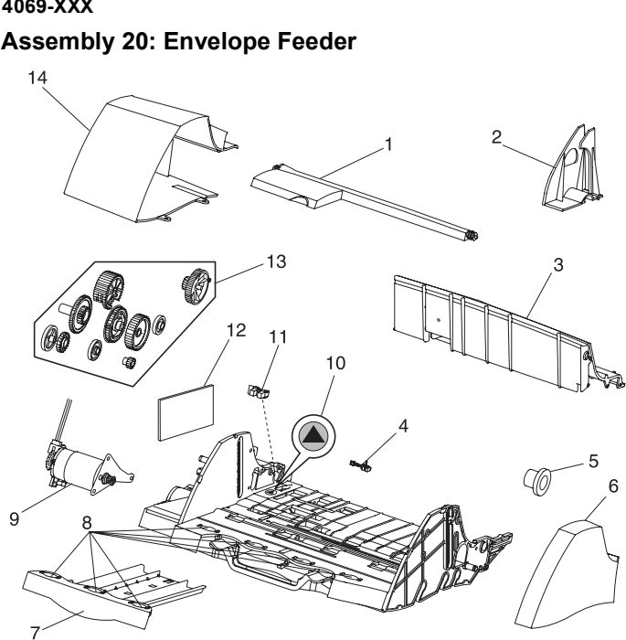 Assembly 20: Envelope Feeder parts diagram - Lexmark T610 T612 T614 T616 Parts
