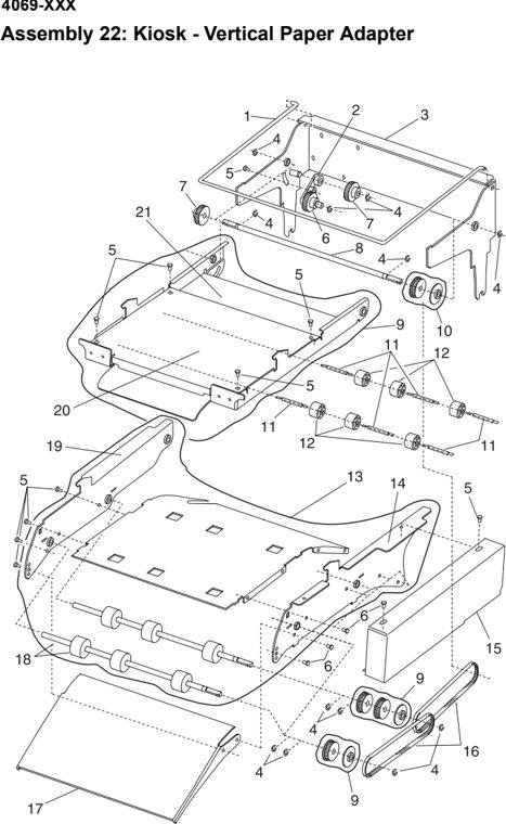 Assembly 22: Kiosk - Vertical Paper Adapter parts diagram - Lexmark T610 T612 T614 T616 Parts