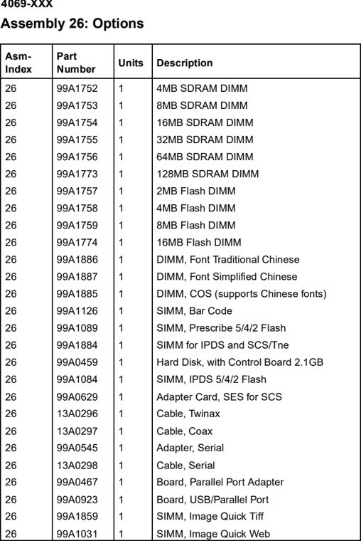 Assembly 26: Options parts diagram - Lexmark T610 T612 T614 T616 Parts