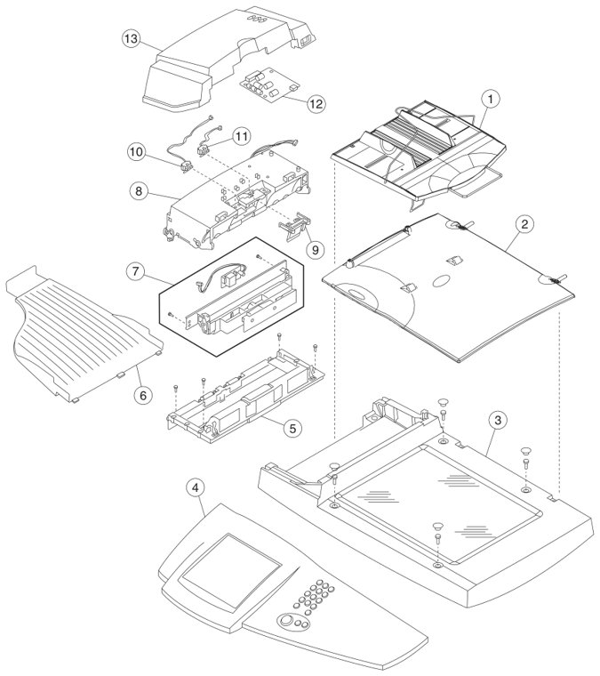 Assembly 1: Upper Scanner parts diagram - Lexmark 4036-304 X4500 Parts