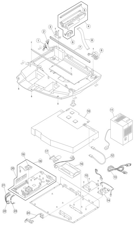 Assembly 2: Lower Scanner parts diagram - Lexmark 4036-304 X4500 Parts
