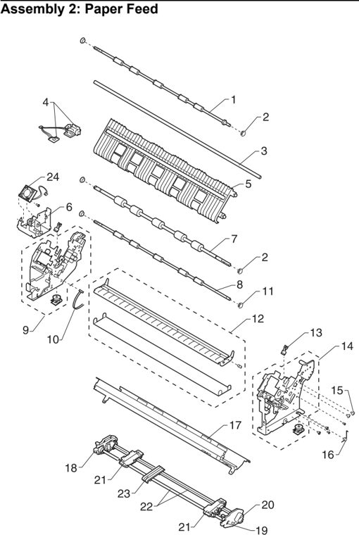 Assembly 2: Paper Feed parts diagram - Lexmark 4227-100 & 4227-200 Parts