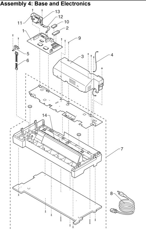 Assembly 4: Base and Electronics parts diagram - Lexmark 4227-100 & 4227-200 Parts