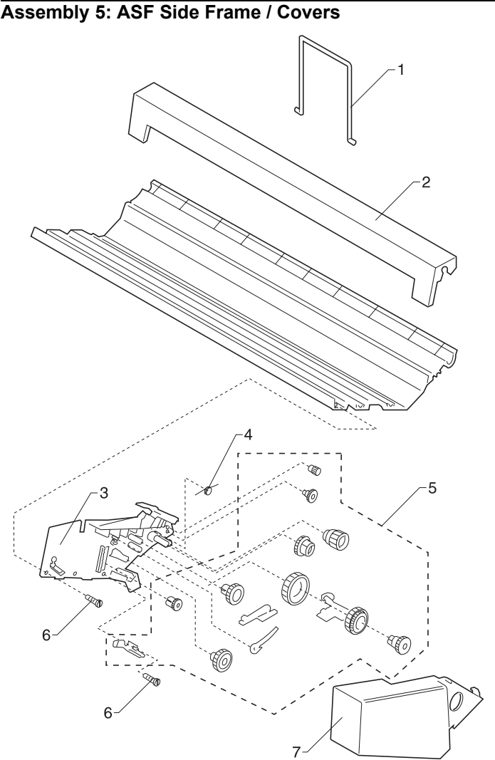Assembly 5: ASF Side Frame / Covers parts diagram - Lexmark 4227-100 & 4227-200 Parts
