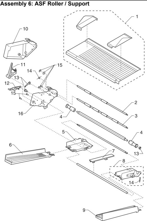 Assembly 6: ASF Roller / Support parts diagram - Lexmark 4227-100 & 4227-200 Parts
