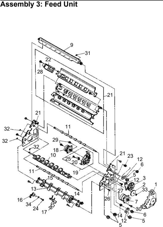 Assembly 3: Feed Unit parts diagram - Lexmark 4226 Parts