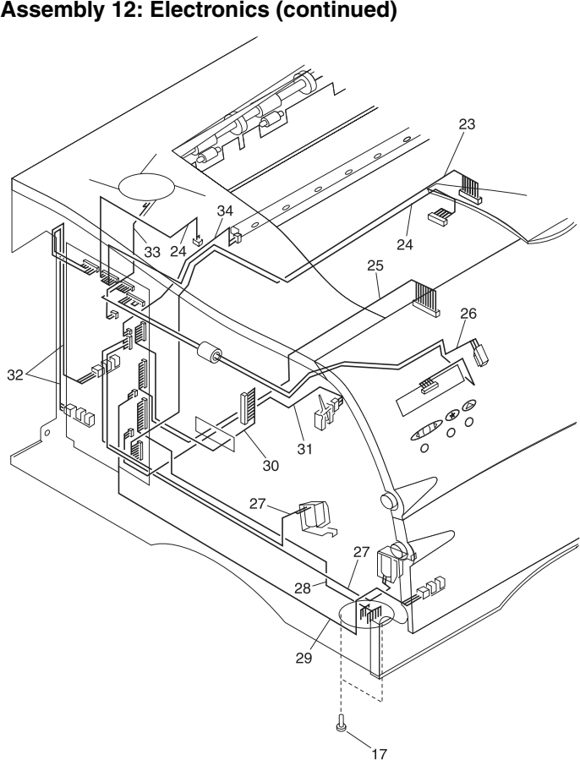 Assembly 12: Electronics (continued) parts diagram - Lexmark Optra M410 and M412 Parts