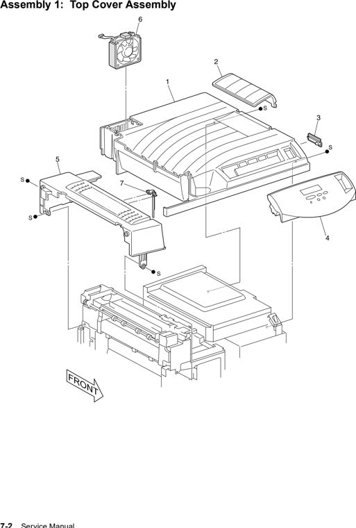 Assembly 1: Top Cover Assembly parts diagram - Lexmark W820 and X820 Parts
