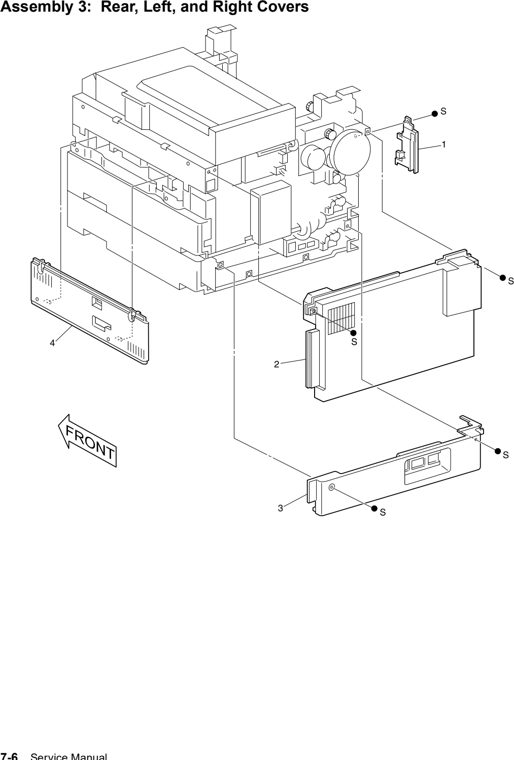 Assembly 3: Rear, Left, and Right Covers parts diagram - Lexmark W820 and X820 Parts