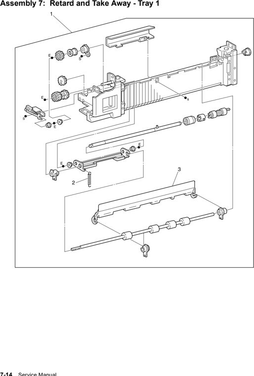 Assembly 7: Retard and Take Away - Tray 1 parts diagram - Lexmark W820 and X820 Parts