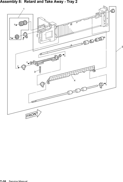 Assembly 8: Retard and Take Away - Tray 2 parts diagram - Lexmark W820 and X820 Parts