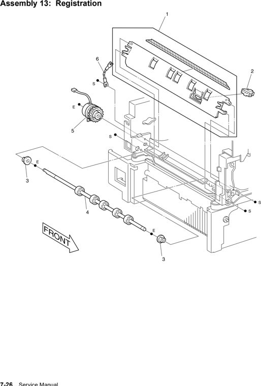 Assembly 13: Registration parts diagram - Lexmark W820 and X820 Parts