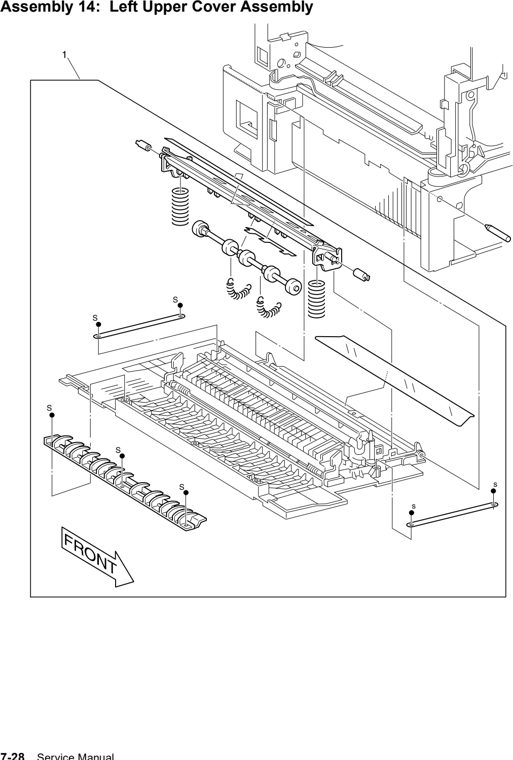 Assembly 14: Left Upper Cover Assembly parts diagram - Lexmark W820 and X820 Parts