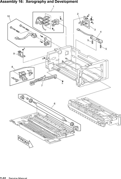 Assembly 16: Xerography and Development parts diagram - Lexmark W820 and X820 Parts